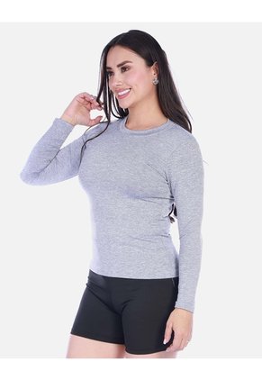 Camiseta Deportiva Manga Larga Cuello Redondo  Jaspeado