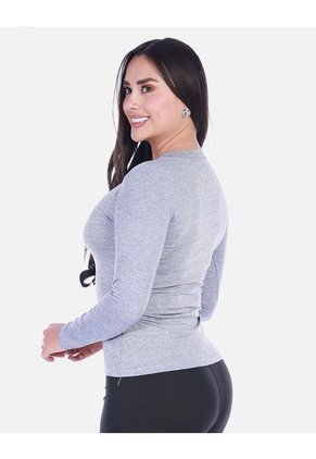 Camiseta Deportiva Manga Larga Cuello Redondo  Jaspeado