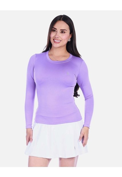 Camiseta Deportiva Manga Larga Cuello Redondo  Jaspeado