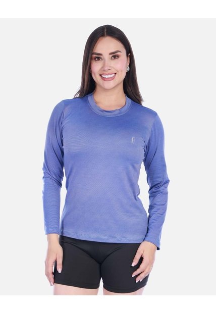 Camiseta Deportiva Manga Larga Cuello Redondo  Jaspeado