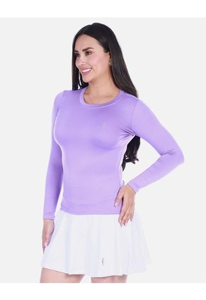 Camiseta Deportiva Manga Larga Cuello Redondo Jaspeado