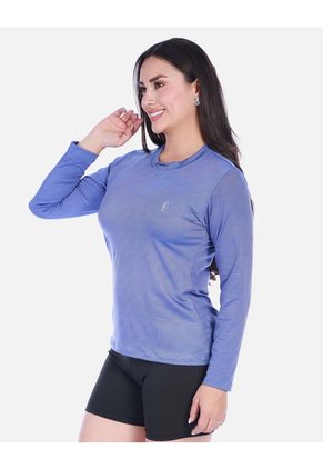 Camiseta Deportiva Manga Larga Cuello Redondo Jaspeado