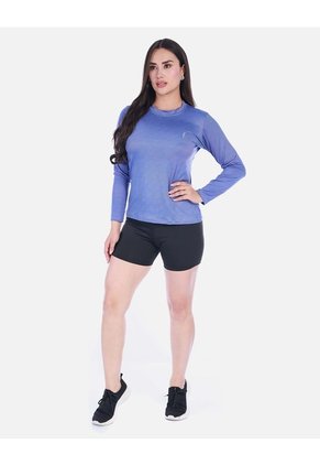 Camiseta Deportiva Manga Larga Cuello Redondo Jaspeado