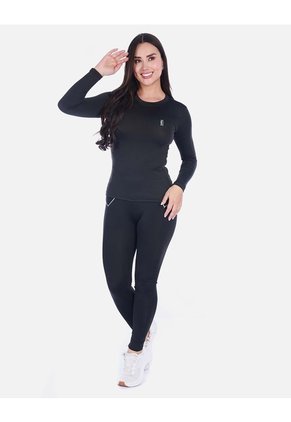 Camiseta Deportiva Manga Larga Cuello Redondo  Jaspeado
