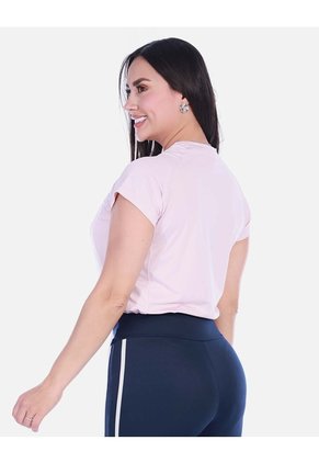 Camiseta Deportiva Manga Corta Raglán Con Cordón Ajustable Rosada