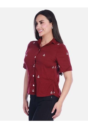 Camisa Casual Tipo Camisera Con Botones Y Microbordados