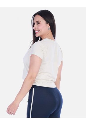 Camiseta Deportiva Manga Corta Raglán Tipo Crop Beige