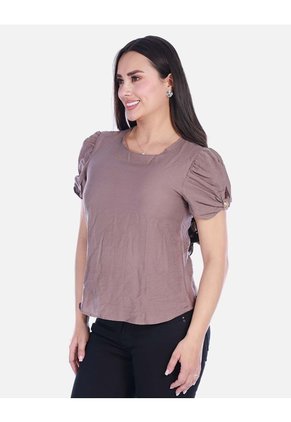 Blusa Elegante Con Mangas Abombadas Y Detalle De Botón