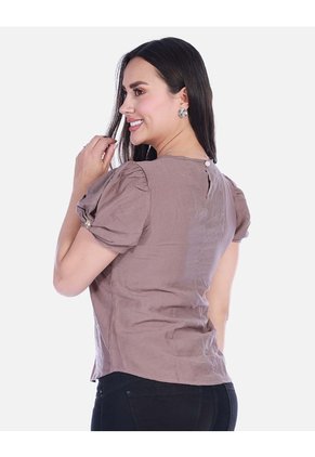 Blusa Elegante Con Mangas Abombadas Y Detalle De Botón