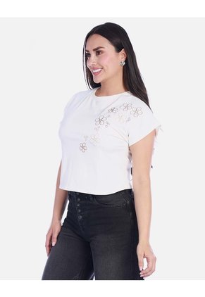 Crop Top Casual En Algodón Con Detalle Floral Bordado
