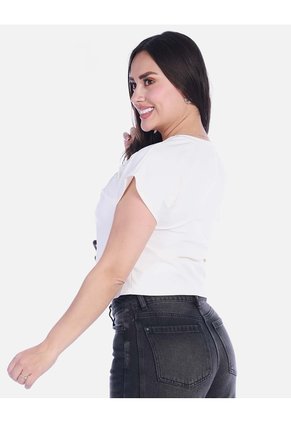 Crop Top Casual En Algodón Con Detalle Floral Bordado
