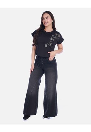 Crop Top Casual En Algodón Con Detalle Floral Bordado
