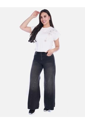 Crop Top Casual En Algodón Con Detalle Floral Bordado