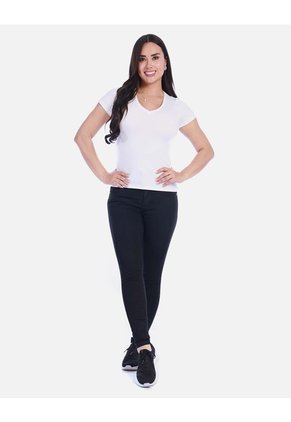 Jean Skinny Tiro Alto Con Pretina Ancha De 3 Botones