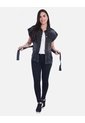 Chaleco Denim Tipo Jaqueta Manga Rodada Con Cinturón Y Apliques de Arequipe moda dulce