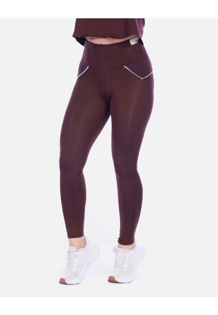Leggings Deportivos Tiro Alto Vinotinto Con Vivo Contraste