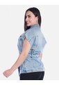 Chaleco Denim Tipo Jaqueta Manga Rodada Con Cinturón Y Apliques de Arequipe moda dulce
