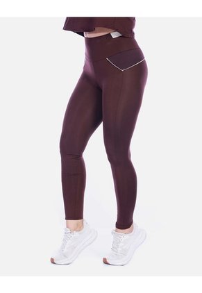 Leggings Deportivos Tiro Alto Vinotinto Con Vivo Contraste