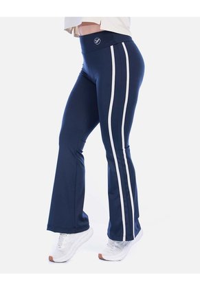 Pantalón Deportivo Bota Campana Azul Oscuro Con Franjas Laterales
