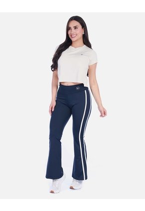 Pantalón Deportivo Bota Campana Azul Oscuro Con Franjas Laterales