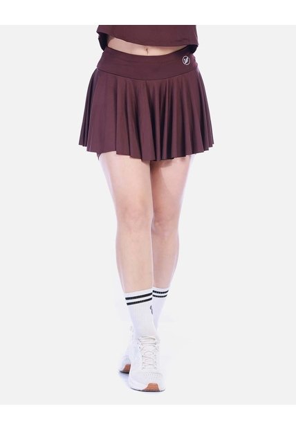 Falda Short Deportiva Plisada Vinotinto Tiro Alto
