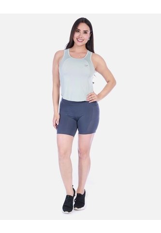 Conjunto Deportivo 2 Piezas: Top Manga Sisa Menta Y Biker Short Gris Arequipe moda dulce