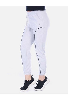 Pantalón Jogger Deportivo Gris Jaspe Con Vivos Negros