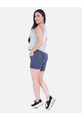 Conjunto Deportivo 2 Piezas: Top Manga Sisa Menta Y Biker Short Gris