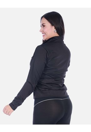 Chaqueta Deportiva Con Cierre Y Franjas Contraste Negra