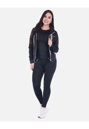 Chaqueta Deportiva Con Cierre Y Franjas Contraste Negra
