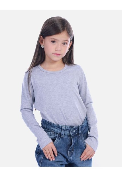 Camiseta Manga Larga Negra Básica Para Niña