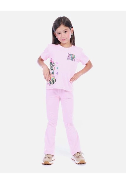 Conjunto Infantil Camiseta Y Pantalón Bota Campana Para Niña