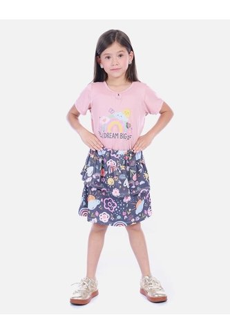 Conjunto Infantil Camiseta Y Falda Short Para Niña Arequipe moda dulce