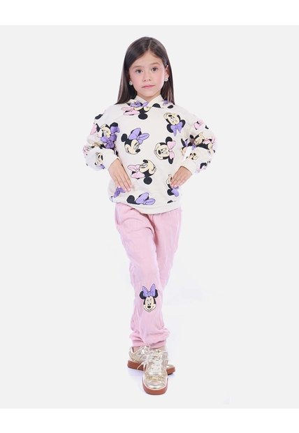Conjunto Infantil Buso Rosado Gatita Y Jogger Para Niña