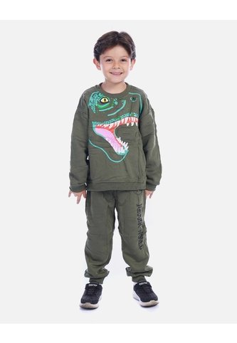 Conjunto Infantil Buso Dino Verde Y Sudadera Jogger Para Niño Arequipe moda dulce