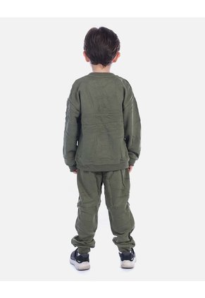 Conjunto Infantil Buso Dino Verde Y Sudadera Jogger Para Niño