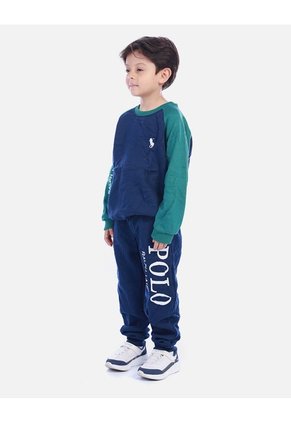 Conjunto Infantil Buso Bicolor Y Sudadera Jogger Para Niño