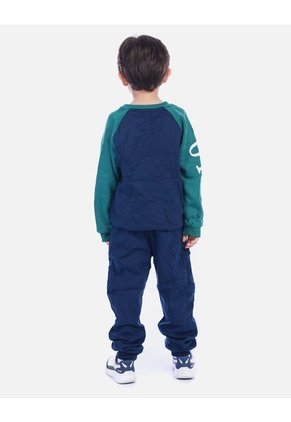 Conjunto Infantil Buso Bicolor Y Sudadera Jogger Para Niño