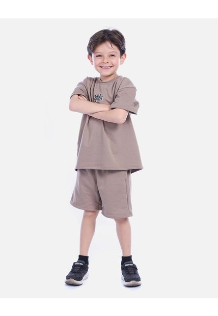 Conjunto Infantil Camiseta Oversize Y Bermuda Para Niño