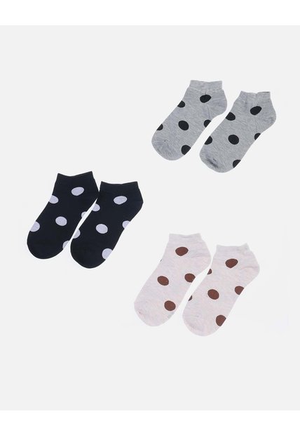 Set X 3 Medias Tobilleras Estampado Lunares Para Mujer