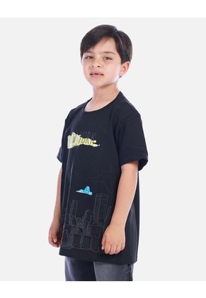 Camiseta Urbana Negra Con Estampado De Ciudad Para Niño