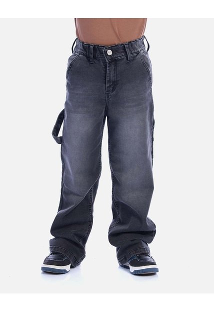 Pantalón Jean Suelto De Tono Gris Desgastado Para Niño