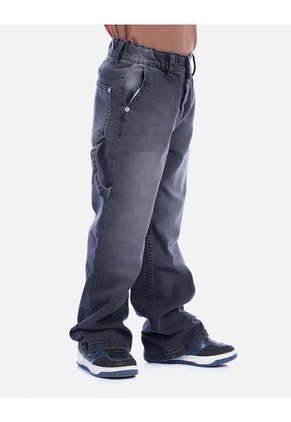 Pantalón Jean Suelto De Tono Gris Desgastado Para Niño