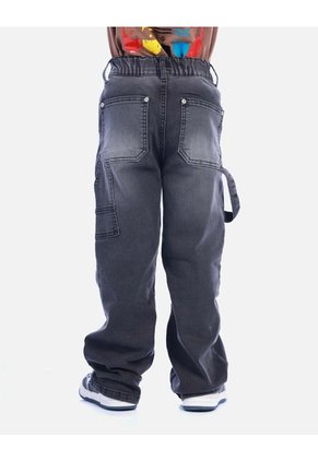 Pantalón Jean Suelto De Tono Gris Desgastado Para Niño