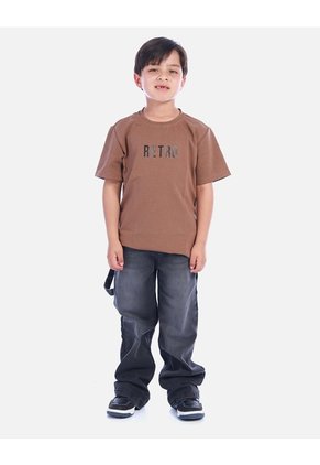 Pantalón Jean Suelto De Tono Gris Desgastado Para Niño