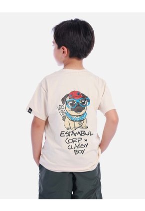 Camiseta Casual Con Estampado De Buldog Para Niño