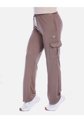 Pantalón Deportivo Cargo Bota Recta Color Moca