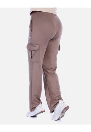Pantalón Deportivo Cargo Bota Recta Color Moca