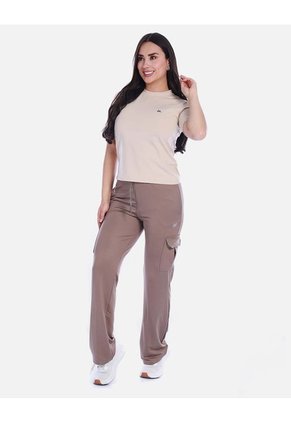 Pantalón Deportivo Cargo Bota Recta Color Moca