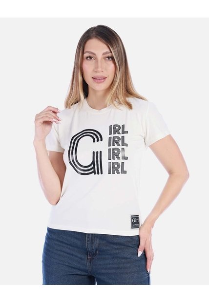 Camiseta Blanca Estampada De Algodón